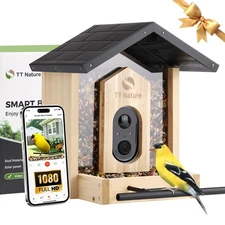 TT Nature Smart Bird Feeder with Camera - 1.5L Auto Identify Birdhouse, Weatherp