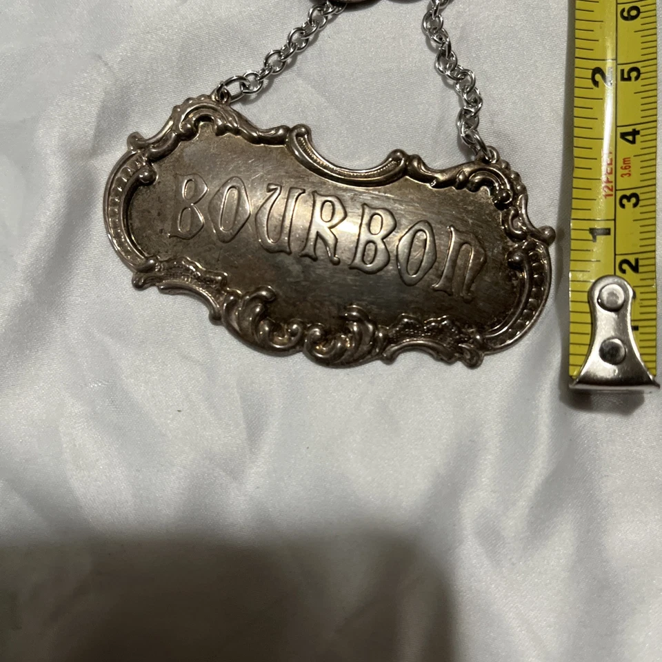 Etiquetas decantador de licor antigas vintage etiquetas de prata esterlina conhaque gin vodca - Imagem 4 de 4