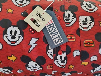 D23 RSVLTS Pixel Mickey Short Sleeve Button-Down Shirt Large