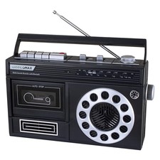HANNLOMAX HX601K Portable AM/FM Radio Cassette Recorder with Bluetooth, Recor...