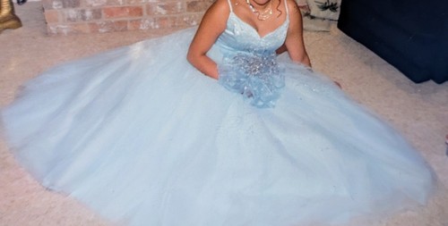 Quinceanera Dress By Alfred Angelo. Powder Blue. Size 14 - Afbeelding 8 van 24