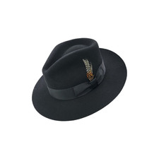 Classic Stiff Brim Fedora Hat – 100% Wool Felt Dress Hat for Men Women Premium