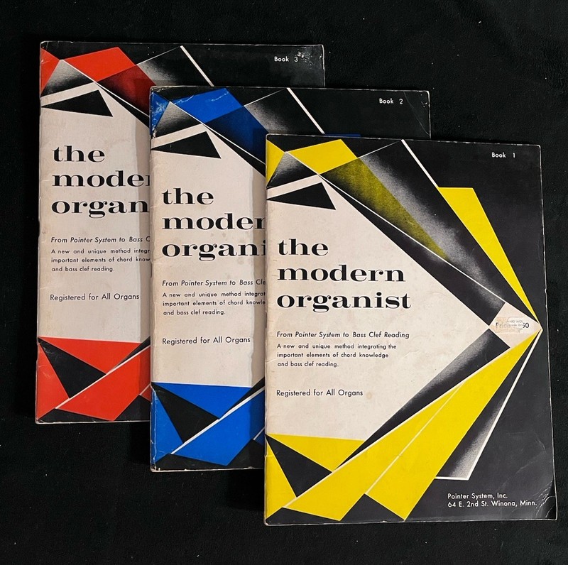 3 Sheet Music Books Modern Organist Pointer System To Bass Clef Reading 1959