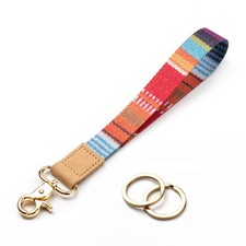 Women s Wristlet Key Lanyard, 2 Keyrings, Soft Strap, Multicolor