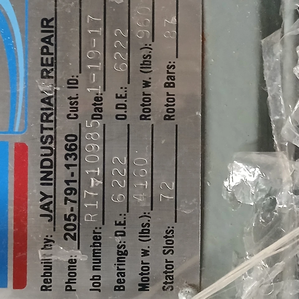 500 HP Reliance AC Electric Motor 1200 RPM Frame 23EC5010Z DPBB 4160V  - Image 3 of 4