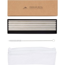 Stainless Steel Cocktail Straws Metal Straws Reusable Set W/dishwasher Safe Ba