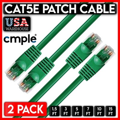 2 PCS Green Cat5e Patch Cable Cat5 Ethernet Cord RJ45 Connectors LAN UTP Wire