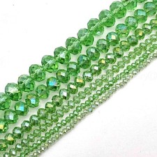 Light Green AB Crystal Faceted Rondelles Bead Jewelry Making Supplies 11" Strand