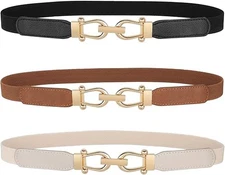 JASGOOD Women Skinny Elastic Stretch Belt for Dresses Retro Ladies Waist Vintage