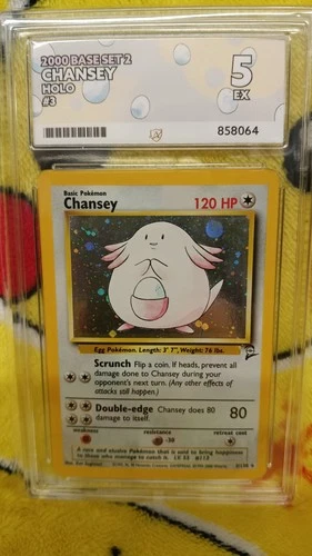 Pokemon Base Set 2 1999-2000 Chansey Holo 3/130 Ace Graded 5 EX