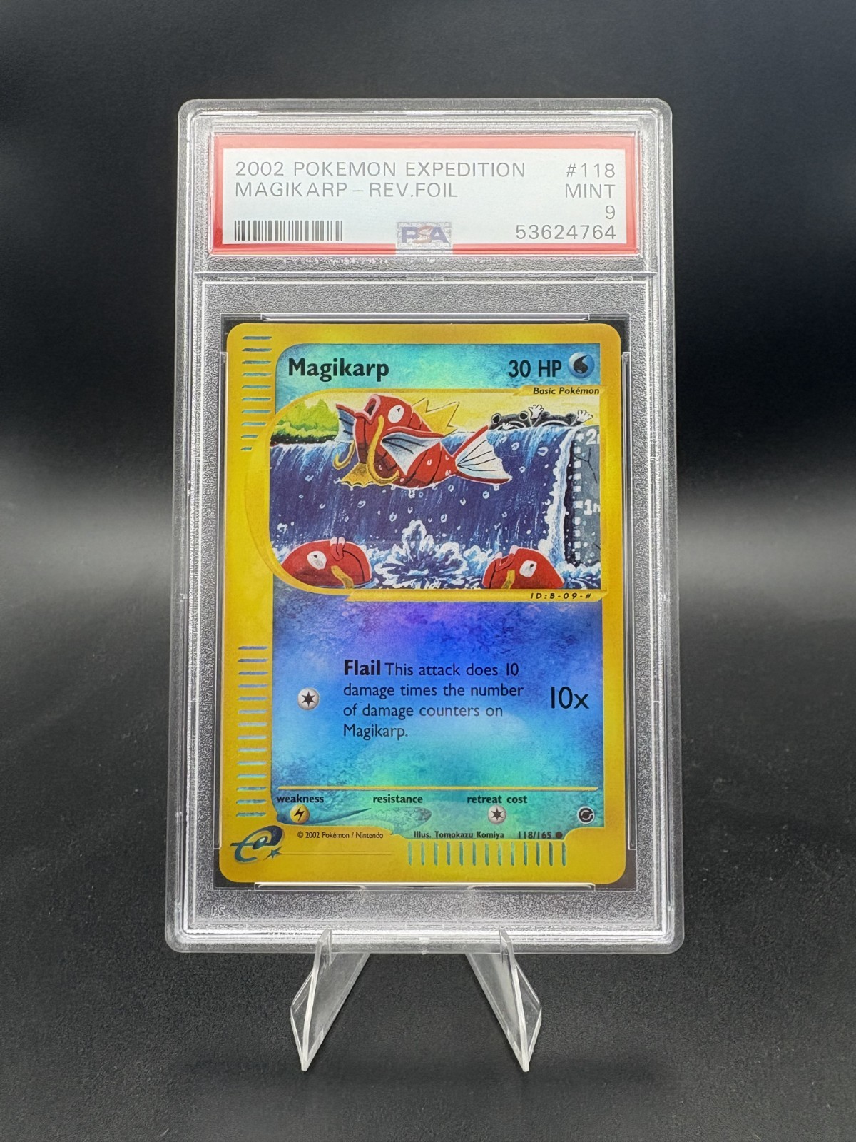 [POP 95] 2002 POKEMON EXPEDITION #118 MAGIKARP-REVERSE FOIL PSA 9 MINT LOW POP