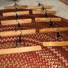 Set of 10 Pants/skirt Wooden Hangers With Clamp And Lining
