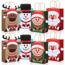 24 Pcs Small Christmas Treat Bags Goodie Bags with Handles for Christmas Part...