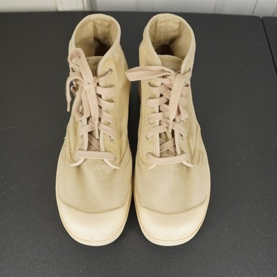Palladium Pampa Hi ankle boots tan canvas men's size 10 cotton rubber