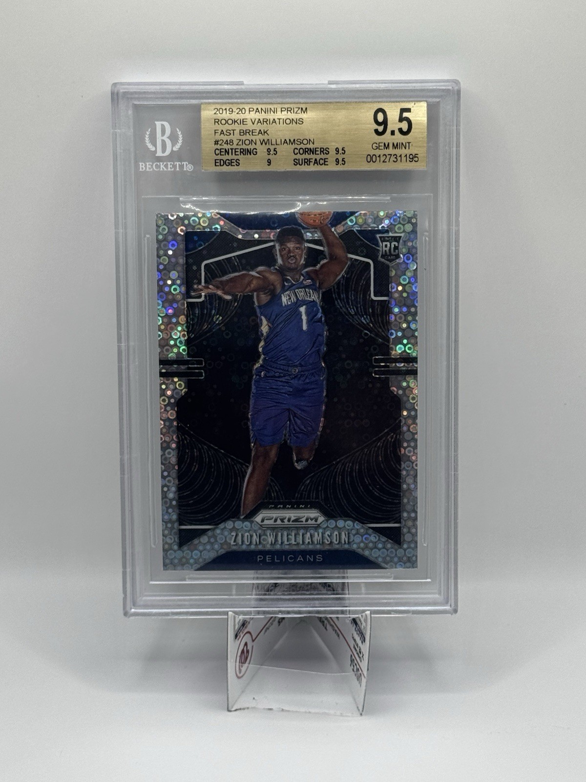 2019-20 Panini Prizm - Rookie Variation Zion Williamson #248 Fast Break BGS 9.5