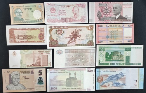 Billets du monde lot de 12 billets 12 pays différents neuf