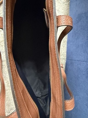Burberry Womens Brown Pebbled Zip Tote, Logo, Inner Pockets, Gold Hardware