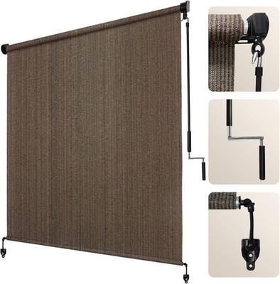 Patio Shades Roll Up Outdoor Roller Shade (8'Wx8'H), Cordless Exterior Roller