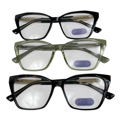 AMOMOMA Cat Eye Reading Glasses Womens Trendy Square +1.0 Readers AM6147