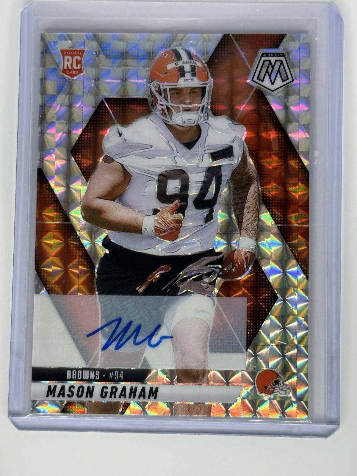 2025 Panini Mosaic Mason Graham Silver Mosaic RC Auto #311 - Cleveland Browns