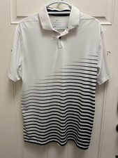 NIKE DRI-FIT Vapor Men s Graphic Golf Polo White With Black Stripes Size Medium