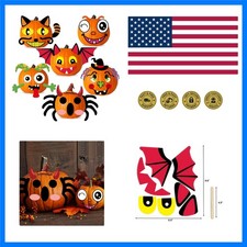 Pumpkin Decorating Kit Foam Pumpkin Decorating Stickers Crafts 18Pcs Pumpki...