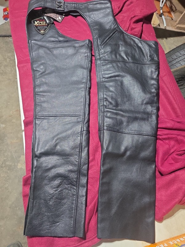 XPERT Performance Gear Black Leather Chaps  Size XS BRAN NEW W TAGS RARE 80'S 
