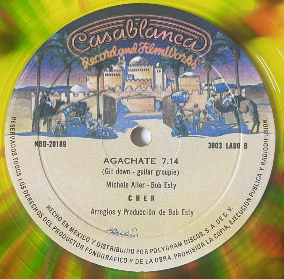 CHER -INFIERNO SOBRE RUEDAS- 1979 MEXICAN 12" SPLATTERED TRANSLUCENT  WAX, DISCO Foto 4 de 4