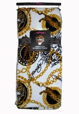 Ed Hardy Plush Throw Blanket Black White Tiger Gold Chains Polyester 60x70 New