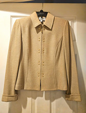 St. John Women's Size 6 Gold Button-Front Collared Long Sleeve Jacket