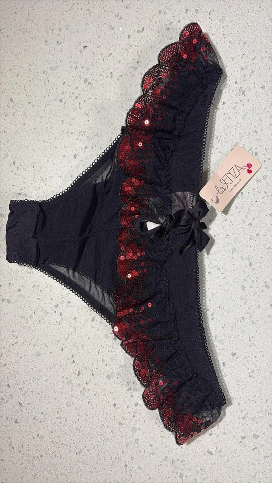 BRAGAS DE BIKINI DE LENTEJUELAS CON VOLANTES by LA SENZA Talla S/P Nuevas sin Etiquetas Foto 2 de 2