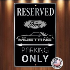 1980s Mustang GT Black on Brushed Laser etched Aluminum Parking  Sign 8 x 12 in.