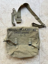 WW2 WWII US Army M1942 Kadin Rare MUSETTE BAG Original w/ Strap Named ID'D