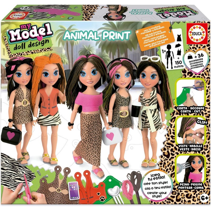 Jeu créatif My Model poupée léopard kit stylisme enfant activité manuelle mode 22cm