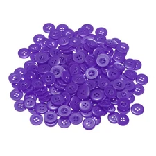 200pcs Resin Sewing Buttons 5/8" Round Flat 4-Hole Craft Buttons, Purple