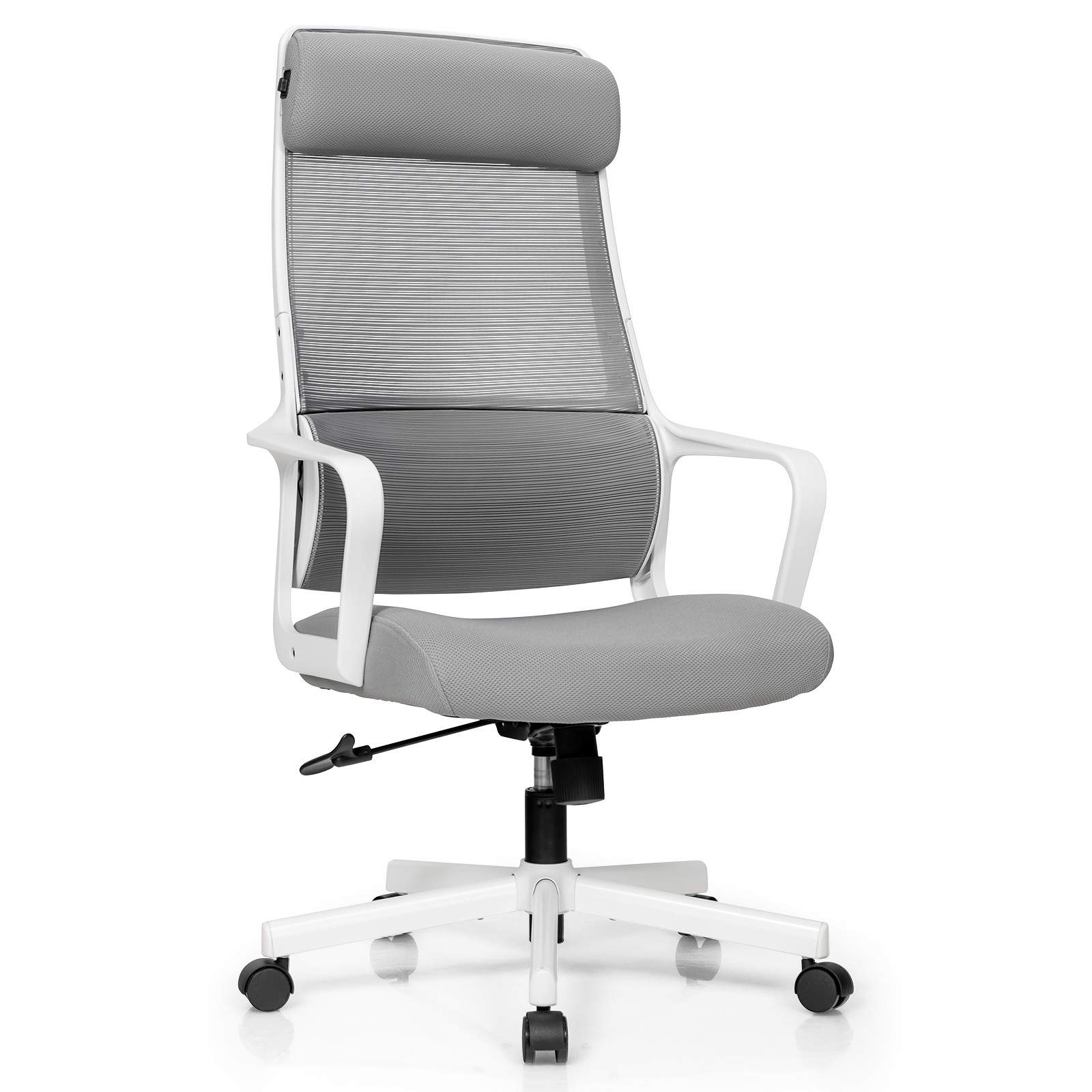 Costway Adjustable Mesh Office Task Chair Heating Lumbar Support Headrest Grey