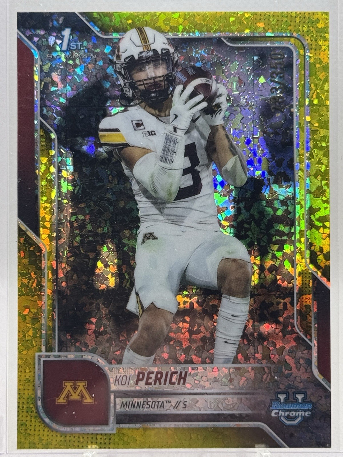 2025 Bowman U Chrome Koi Perich 1st Bowman Yellow Mini-Diamond #d /350 Minnesota