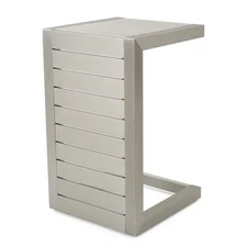 Anky Silver Square Aluminium 24 In. H C-Shaped Outdoor Side Table
