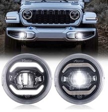 4 Inch Led Fog Lights Compatible With 2018-2025 Wrangler Jl Jlu Unlimited Spo...