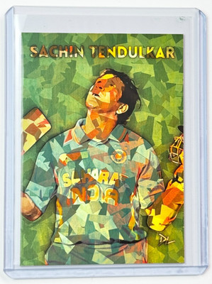 Sachin Tendulkar Limited Edition Artist Signed India Cricket Refractor Card 1/1