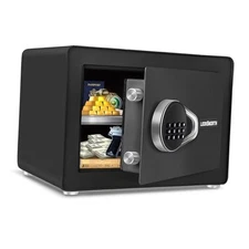 Safe for Home Small Safe with Removable Shelf, Alarm 1.0 Cubic Feet Black