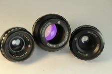 Lens Vintage Soviet Set 3 pcs Black Magic Tair-41 Vega-7-1 Mir-11 Kiev-16U BMPCC