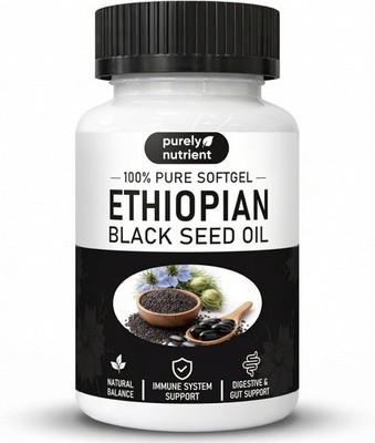 Ethiopian Black Seed Oil Softgels |4.64% Thymoquinone | Non-Gmo, Gluten-Free,60