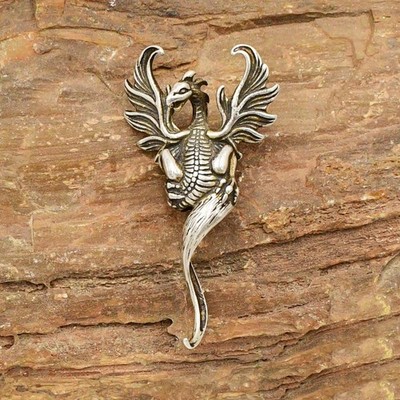 Sterling Silber 925 Fliegender Drache Fantasy Anhänger