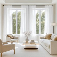 Sheer Curtains 84 Inches Long, 4 Panels Set, 42"W x 84"L Pack of 4 White