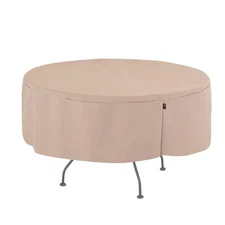 50-inch x 50-inch x 25-inch beige round outdoor table cover