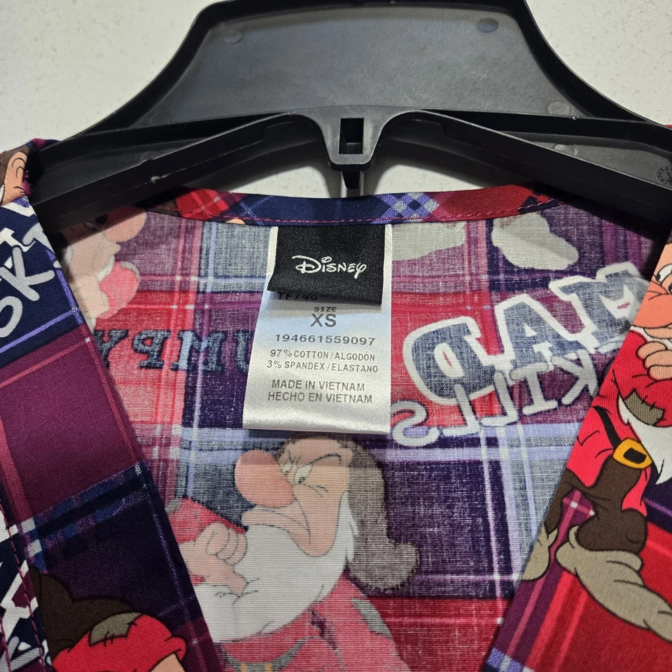 XS Grumpy Snow White Cherokee Scrubs Disney Tooniforms Mens V Neck NEW NWT - Image 4 of 4