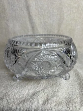 Brilliant pattern cut Glass fruit Centerpiece bowl Crystal