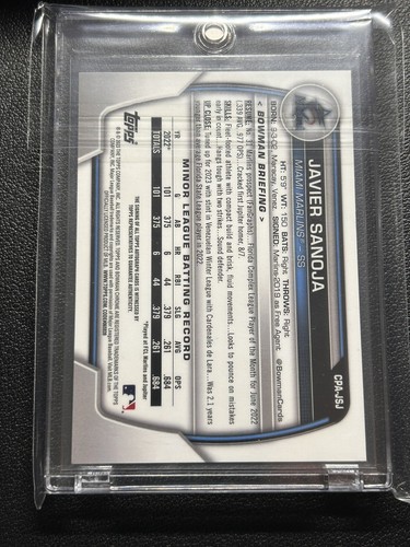 Javier Sanoja 2023 Bowman Chrome Auto Yellow Refractor #CPA-JSJ /75 1st - Picture 2 of 2