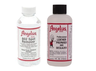 Angelus Spot Remover 802 Dry Cleaner Leather/Fabric  + Preparer Deglazer - 4.oz